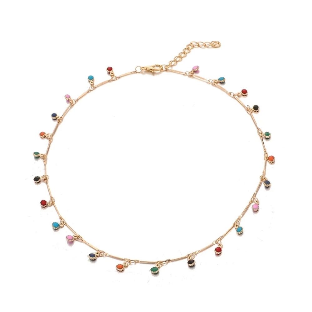 *1 LEFT* Dainty Colorful Charm Choker Necklace - Picture 5 of 6